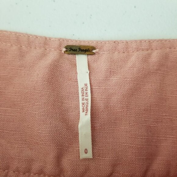 FREE People 0 Pink Higher Ground Linen Blend Flare Mini Skirt - Picture 4 of 11